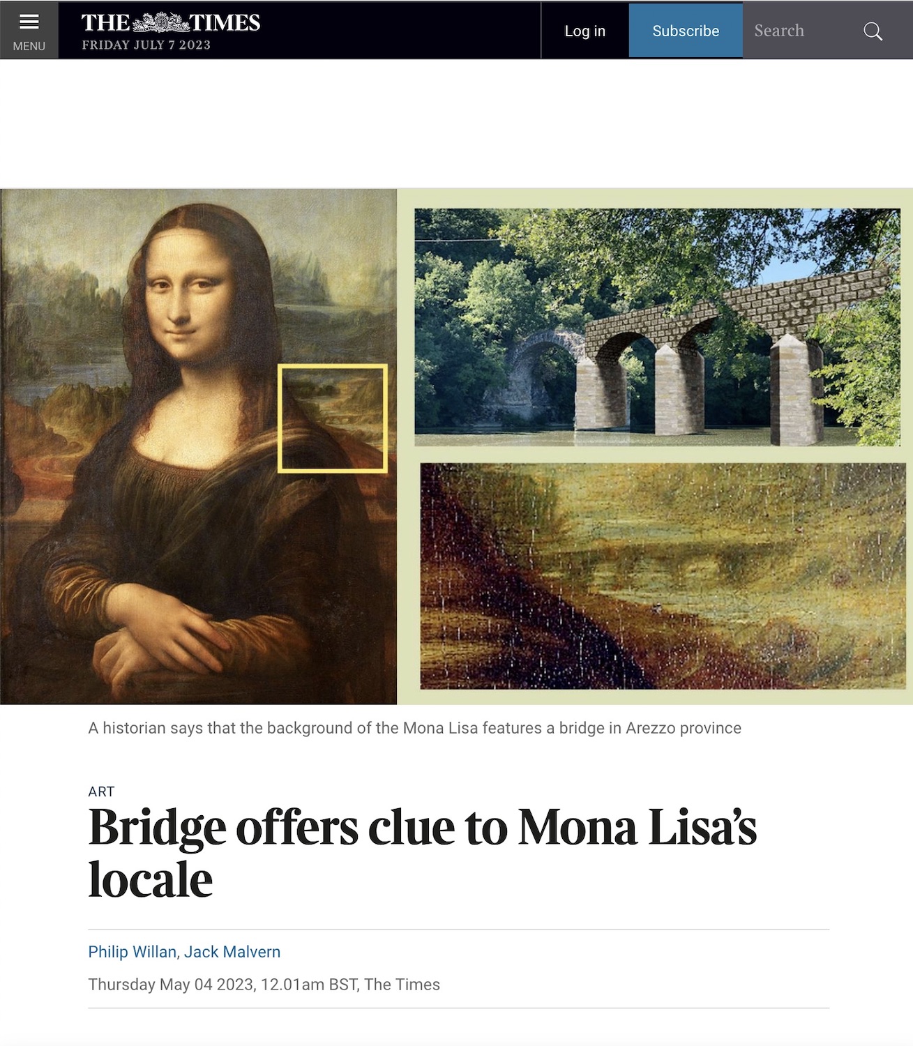 The Times - Bridge offers clue to Mona Lisa’s locale